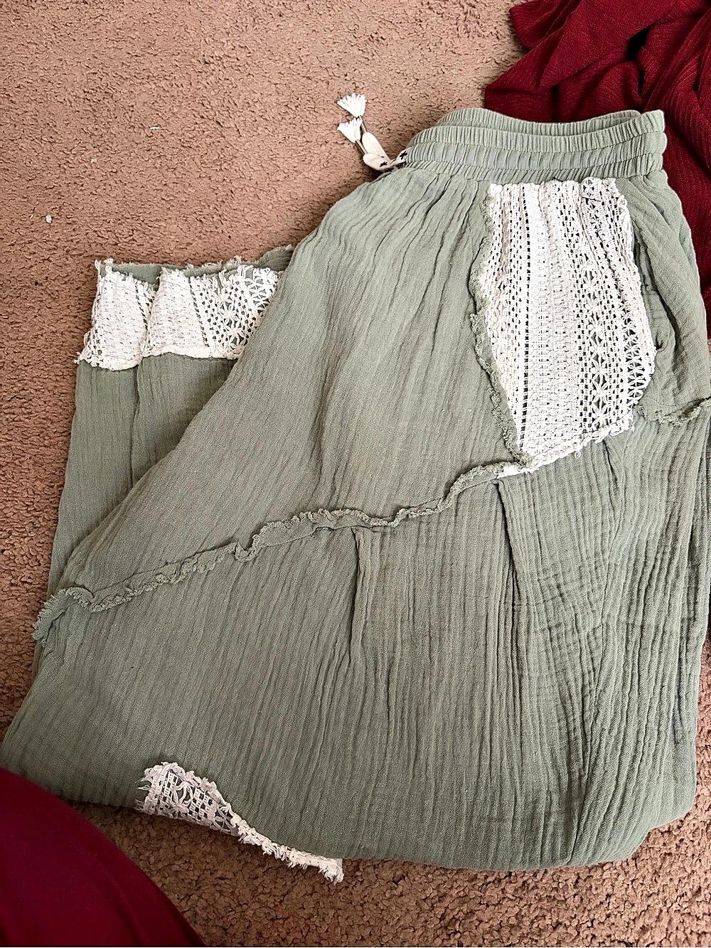 Green & White Lace Pants